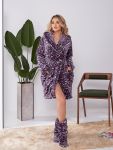 Короткий халат с капюшоном + тепленькие сапожки баклажан сердца