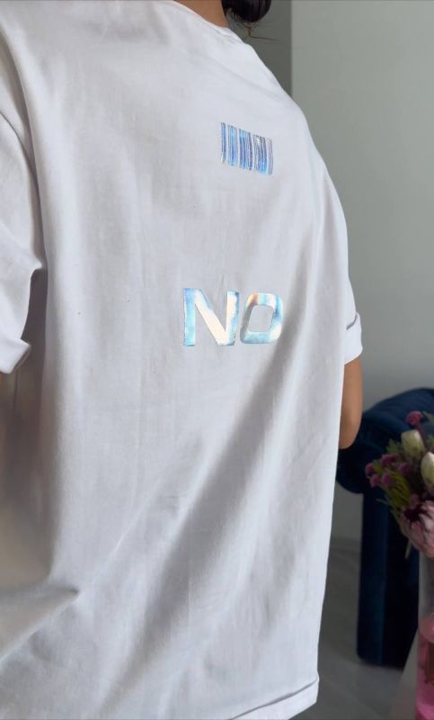 Свободная футболка оверсайз "YES/NO" белого цвета