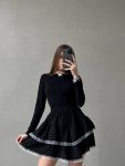 Невесомая и легкая юбка «воланчики» с кружевом черного цвета