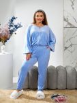 Костюм велюровый женский пижамный голубого цвета