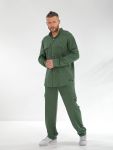 Стильный и комфортный льняной костюм зеленого цвета