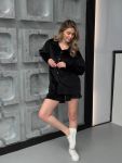 Велюровый прогулочный костюм черного цвета
