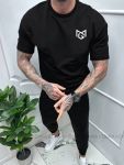 Костюм мужская футболка+брюки с эмблемой в черном цвете