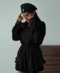 Трендовая юбка с рюшами черного  цвета