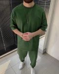 Качественный мужской спортивный костюм цвета хаки