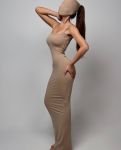 Женское длинное платье NAKED бежевого цвета
