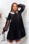 Стильное школьное платье с белым кружевным воротничком черного цвета