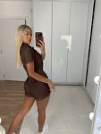 Костюм топ + шорты OVERSIZE шоколадного цвета