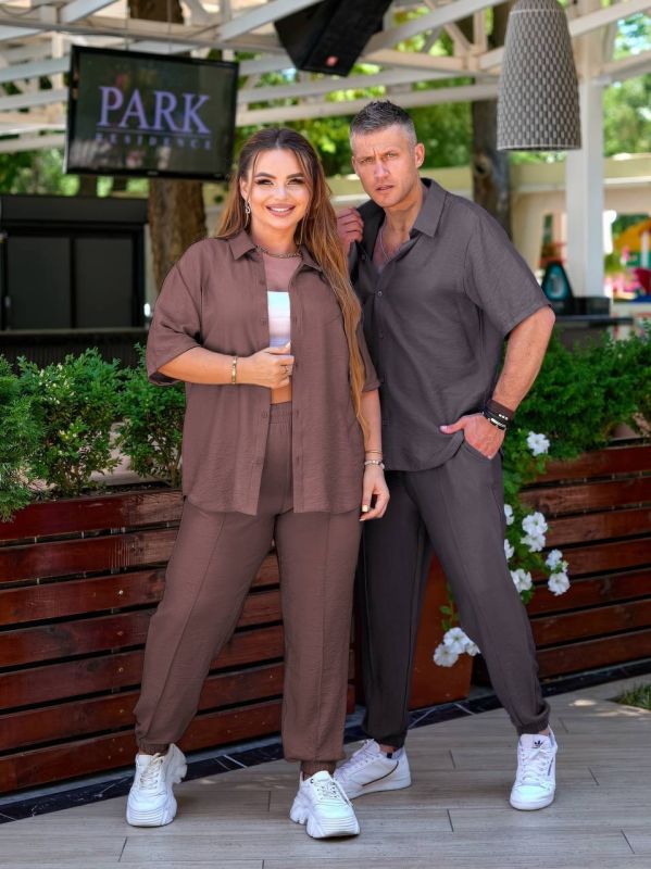 Летний и легкий костюм унисекс «Unisex» цвета мокко