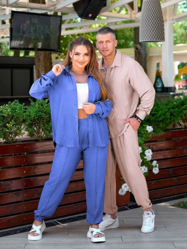 Летний и легкий костюм унисекс «Unisex-2» цвета джинс