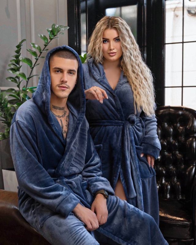 Халат мужской махровый синего цвета