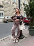 Бархатный костюм с кружевом цвета лео