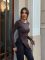 Необычный лонгслив с рюшами и драпировкой шоколадного цвета
