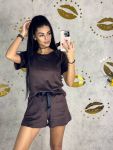 Костюм /пижамка футболка+шорты шоколадного цвета