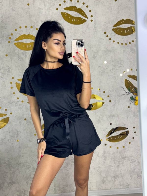 Костюм /пижамка футболка+шорты черного цвета