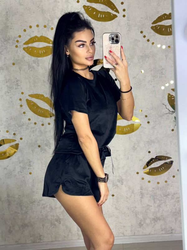 Костюм /пижамка футболка+шорты черного цвета