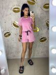 Костюм /пижамка футболка+шорты пудрового цвета