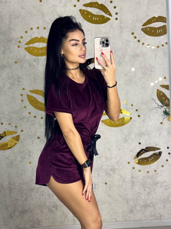 Костюм /пижамка футболка+шорты бордового цвета