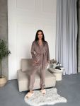 Домашний костюм кофта на запах +джогера цвета капучино