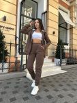 Костюм утепленный мехом шоколадного цвета