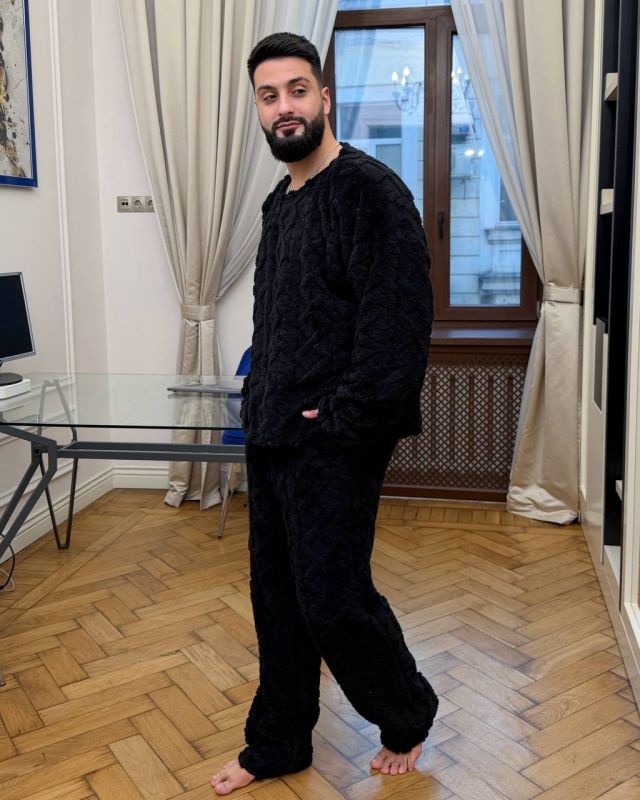Пижама теплая унисекс в черном цвете
