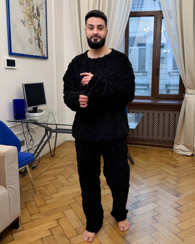 Пижама теплая унисекс в черном цвете