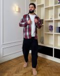 Комфортная рубашка в клетку красного цвета