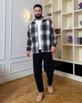 Комфортная рубашка в клетку синего цвета