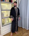 Мужской халат с разрезами черный+лео