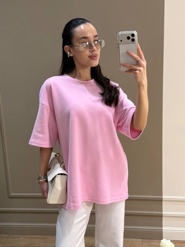 Однотонная футболка oversize розового цвета