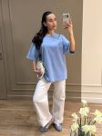 Однотонная футболка oversize голубого цвета