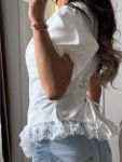 Невероятная блуза с кружевом белого цвета