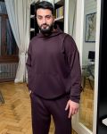 Современный мужской костюм двойка (худи+штаны) шоколадного цвета