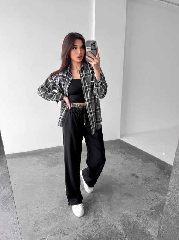 Жіночий костюм двійка у стильному та зручному виконанні Графіт+чорний