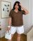 Стильная футболка в стиле oversize шоколадного цвета