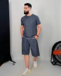 Костюм футболка+шорты на резинке со шнурком цвета джинс