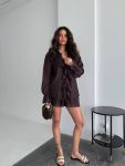 Костюм из легкого тенсела шоколадного цвета