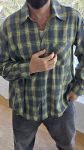 Стильная рубашка в клетку с фланели унисекс синего цвета