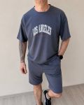 Мужской летний костюм в стиле casual streetwear графитового цвета