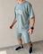 Мужской летний костюм в стиле casual streetwear оливкового цвета