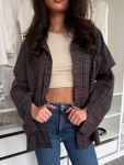 Рубашка клетка с рваными рукавами (oversize) шоколадного цвета